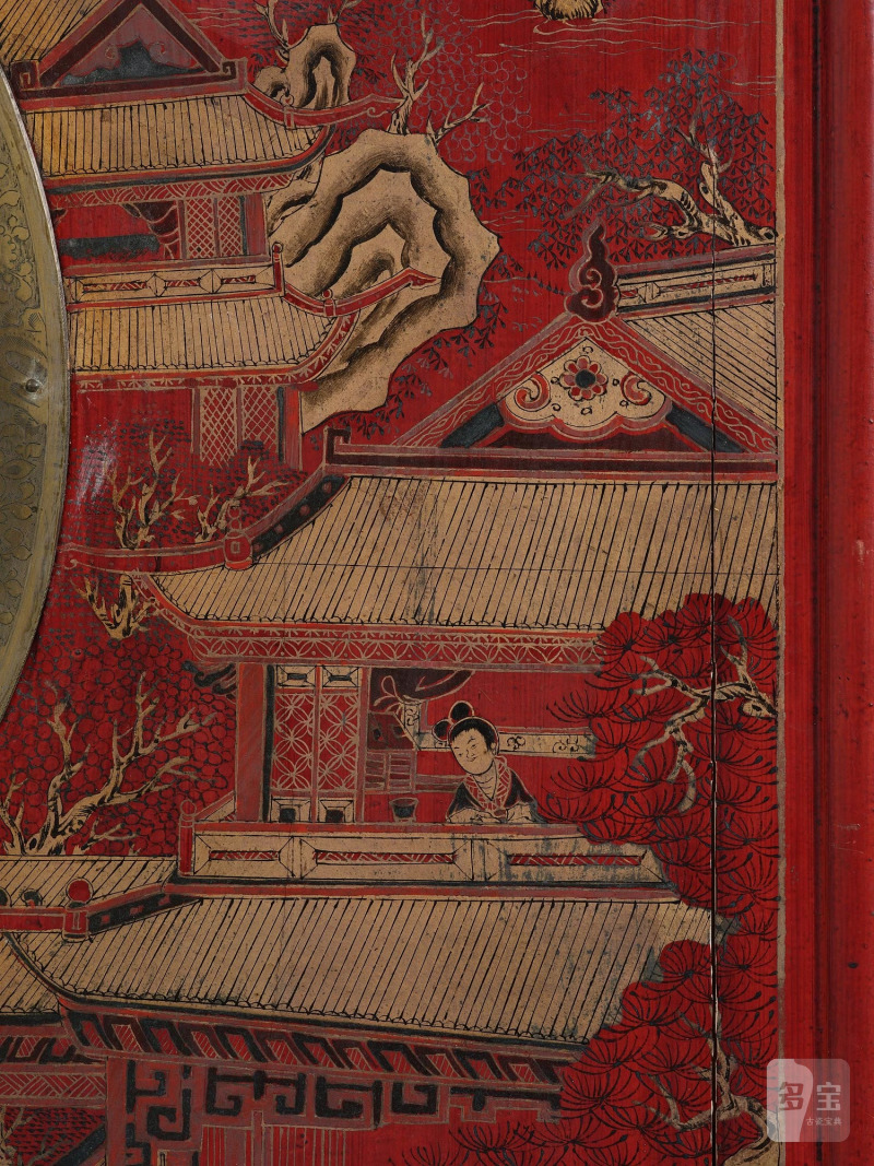 A large painted and gilt-decorated and red lacquer cabinet, - 图26